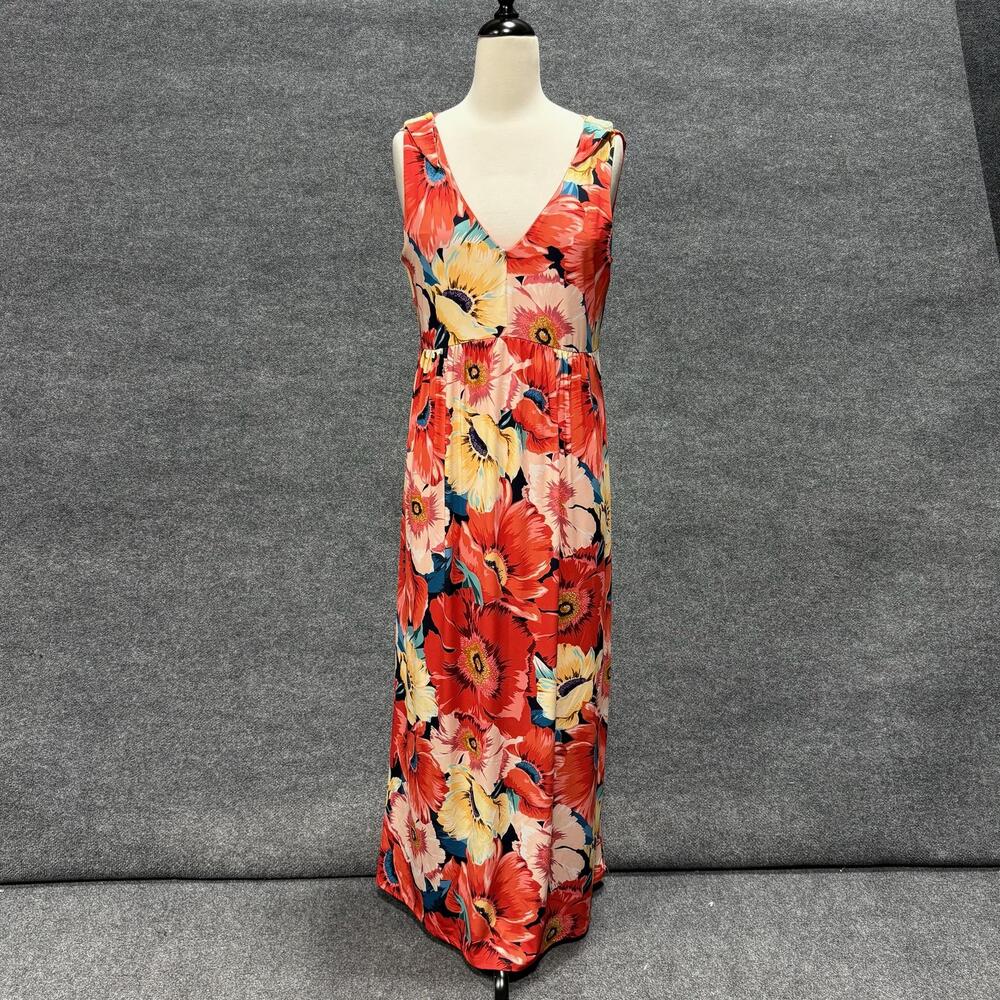 T Tahari Dress Womens 8 Multicolor Floral V Neck Sleeveless Maxi Boho Sundress